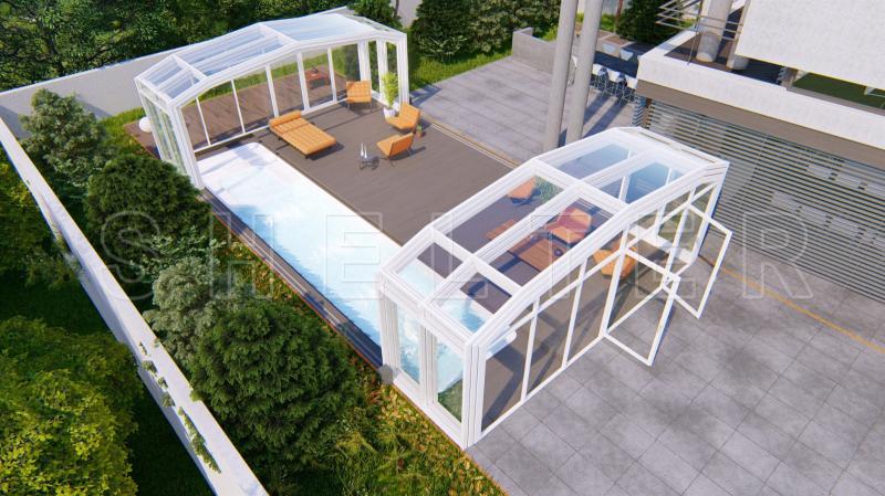 移動(dòng)折疊陽光房與固定玻璃房對比